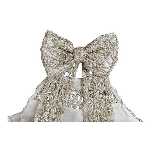 Rare Editions Girls Green Gold Lace Beaded High Low Formal Dress Size 10 - Picture 6 of 9